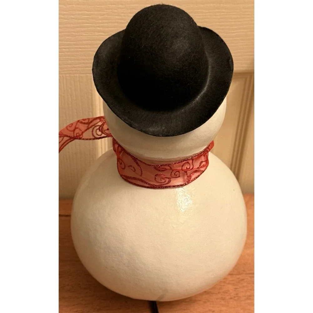 Vtg‎ Light Up Snowman Gourd W/ Crab Wearing Santa Hat Cut Out Hand Painted 12